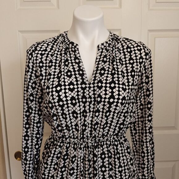 Ann Taylor LOFT diamond print tie waist shirt dress sz SP - Picture 3 of 10
